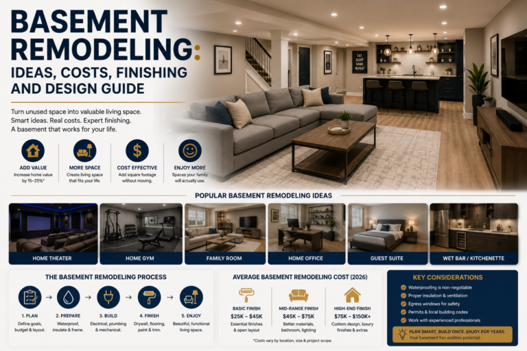 Basement Remodeling 2026: Costs, Ideas, Finishing & Design Guide